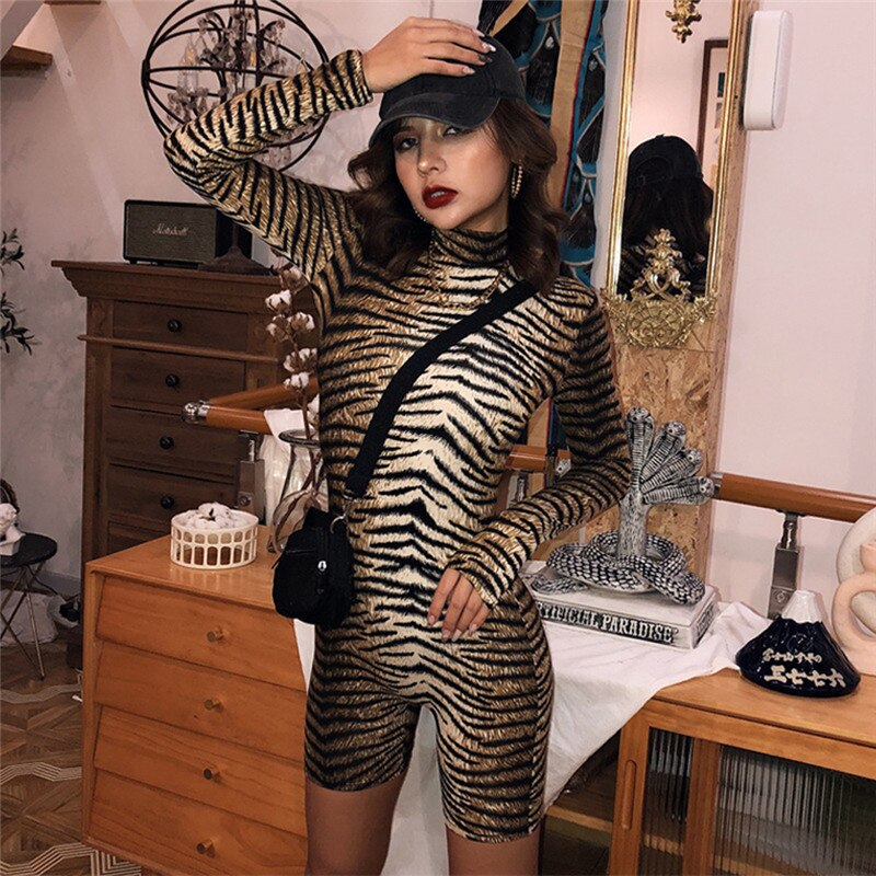 Mono de verano con estampado de tigre y leopardo para mujer, ropa de , mono, Pantalones