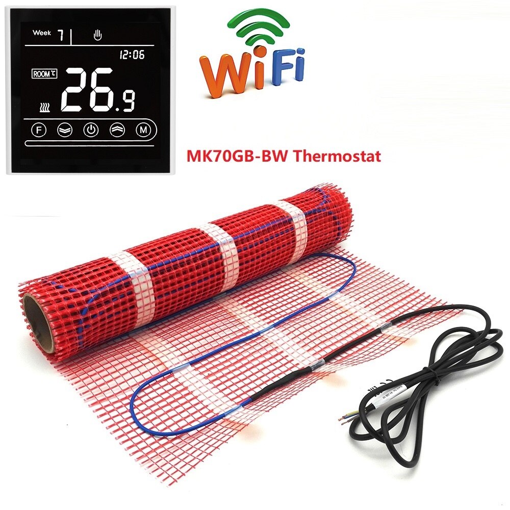 50cmX1m Warm Floor Heating Mat 220V 150w/m2 Room Heater with WiFi Thermostat: with MK70GB-BW