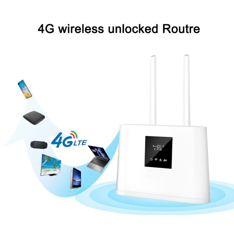 4G Wifi Router Unlocked 4G SIM ROUTER with Slot 150Mbps Wireless Router 2PCS External Antennas WAN/LAN Port (EU Plug)