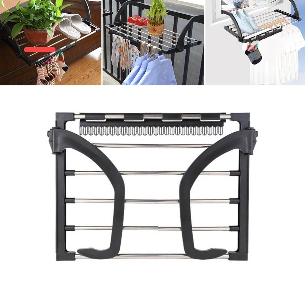 Vouwen Handdoek Droogrek Rvs Drogen Schoenenrek Kleren Opknoping Rekken Balkon Drogen Schoenenrek Voor Woonaccessoires