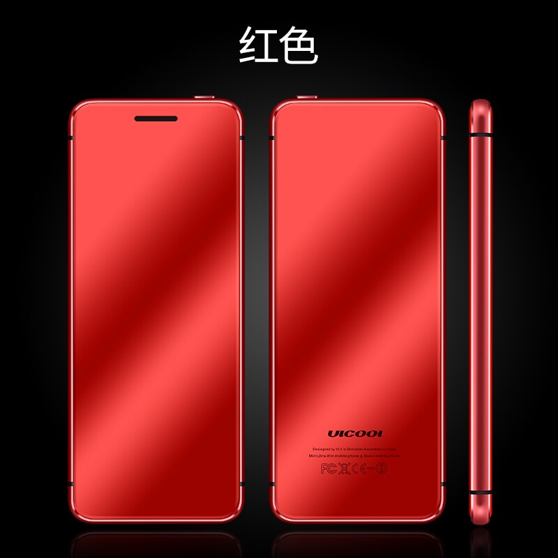 Original Ulcool V99 V66A luxe Super Mini téléphone de crédit ultra-mince téléphone portable métal corps Bluetooth Dialer double carte SIM Mobile: Add 4G TF card / Red