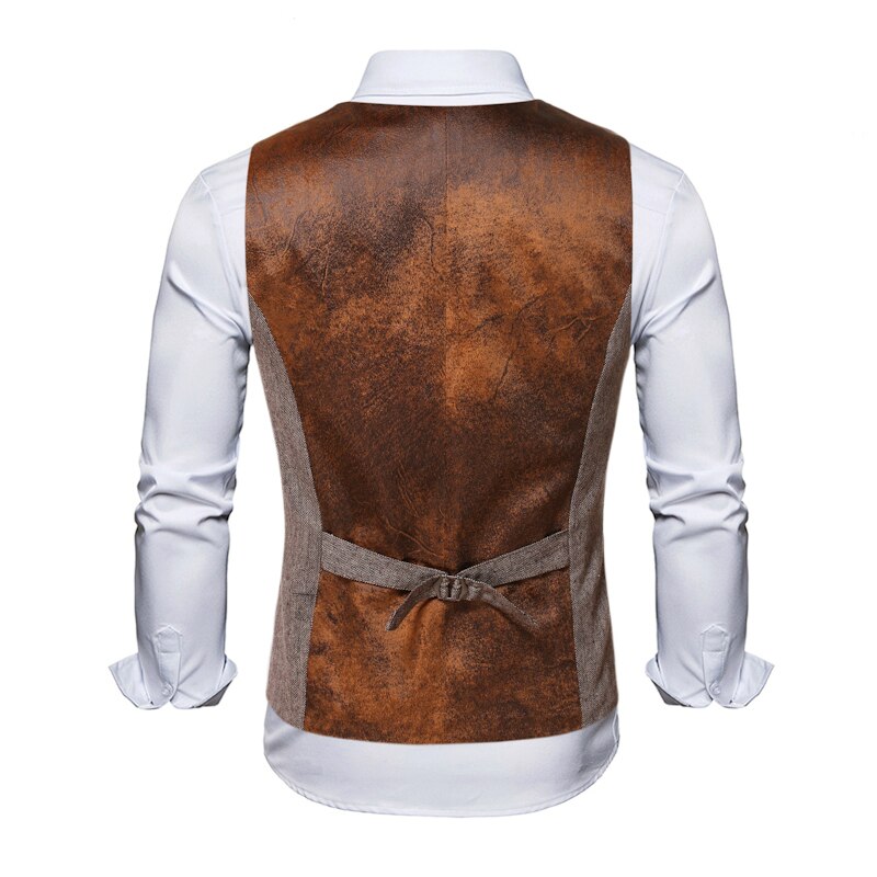 Colorblock dress vest menn viktoriansk steampunk casual herre vest gentleman bryllup slank vest kul menn gilet 3xl