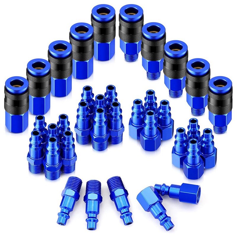 35 Pieces Air Hose Fittings 1/4Inch NPT Aluminum Air Coupler And Plug Kit Air Tool Fittings Heavy Duty Air Fittings: Default Title