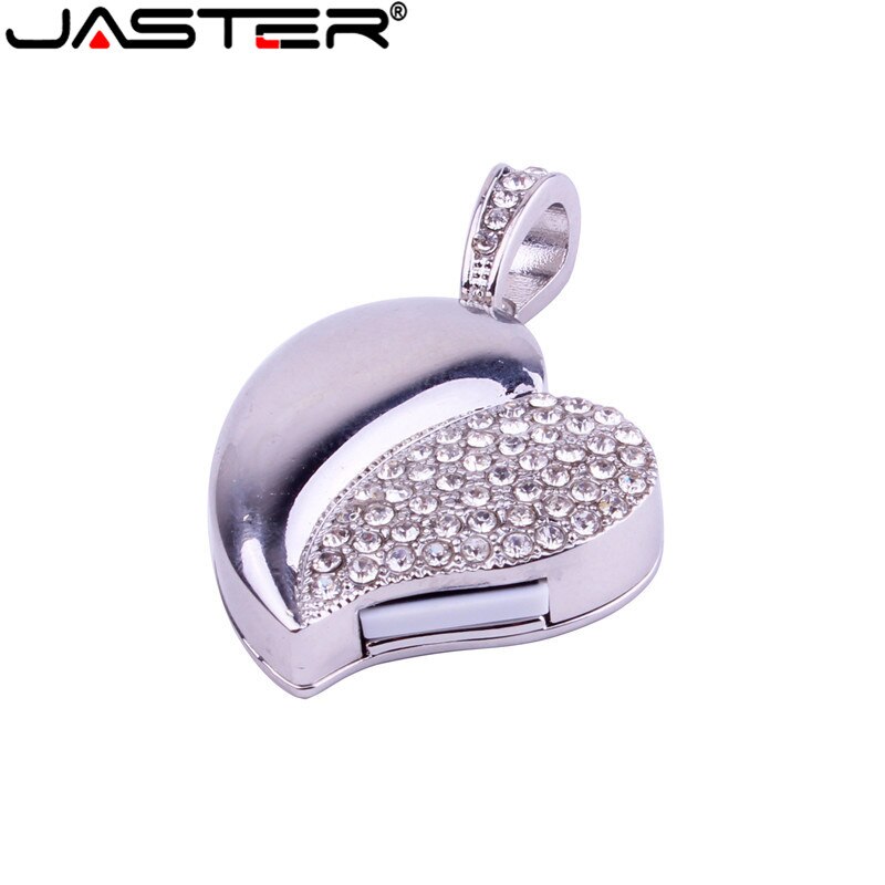 JASTER de cristal de amor de diamantes corazón con cadena usb flash drive 4GB 16GB 32GB 64GB collar con forma de corazón lápiz de memoria de