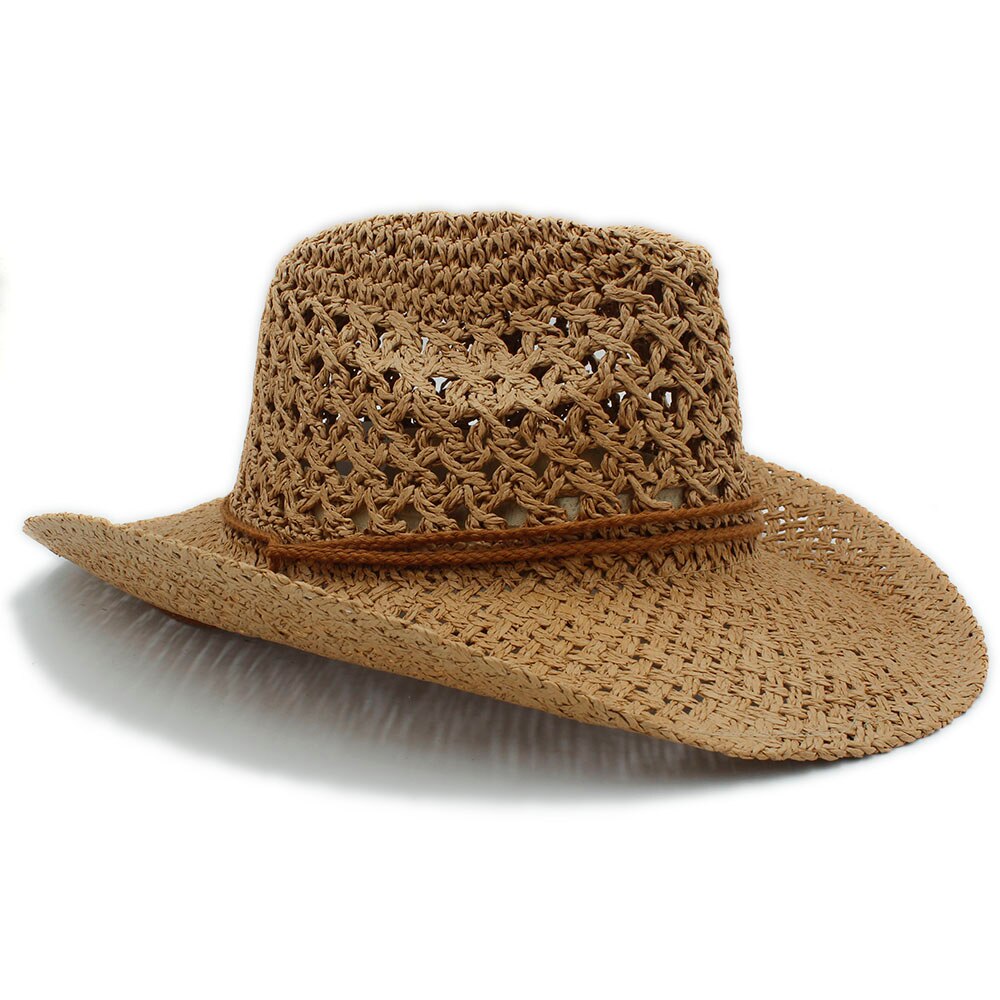Fait main Hommes D'été De Paille Toquilla Chapeau de Cowboy Pour Homme Rouleau Bord Boater Papa Panama Chapeau de Jazz