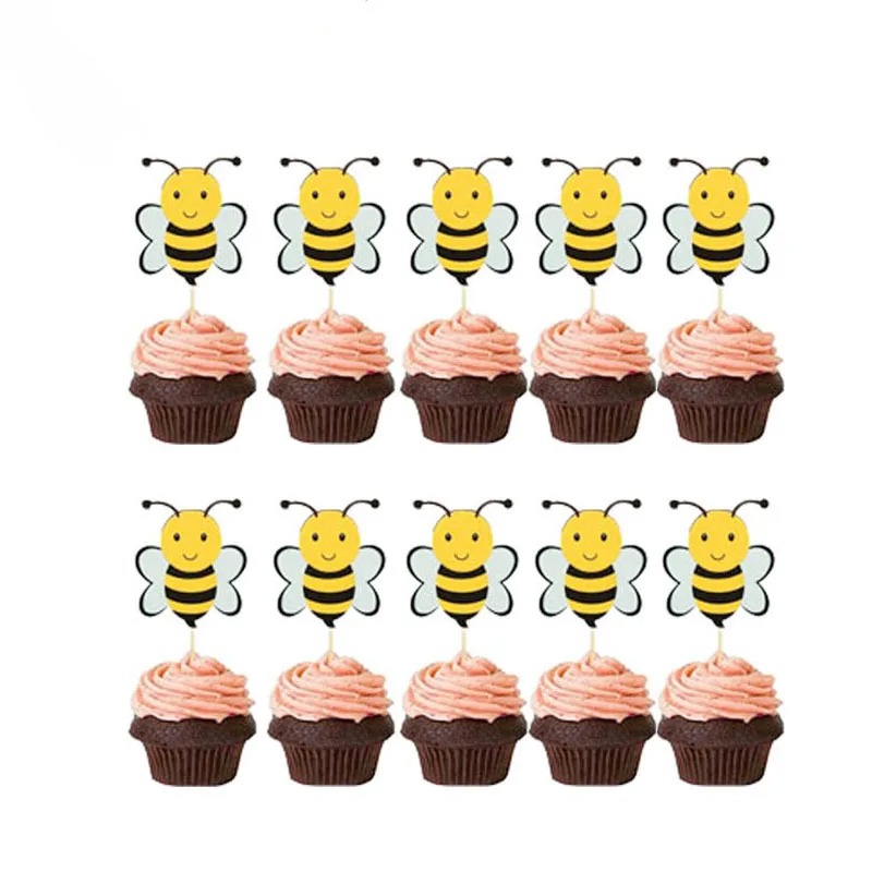 Cute Bumble Bee Honey Bee Party Decorations Cake Topper Banner Balloons Tablecloth For Kids Happy Birthday Party Supplies Decors: MULTI