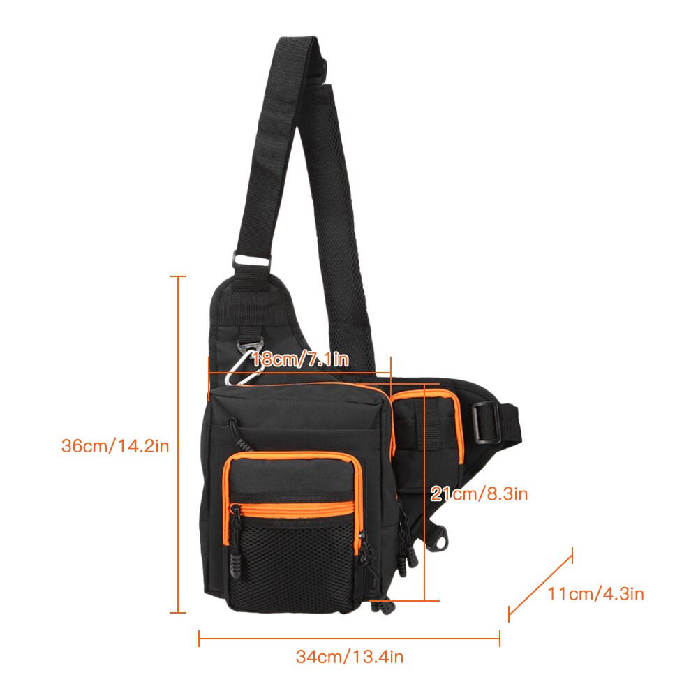 Bolsa de aparejos de pesca impermeable, paquete de eslinga para deportes al aire libre, bolso de hombro tipo bandolera para pesca, senderismo, viaje, bolsa de pesca