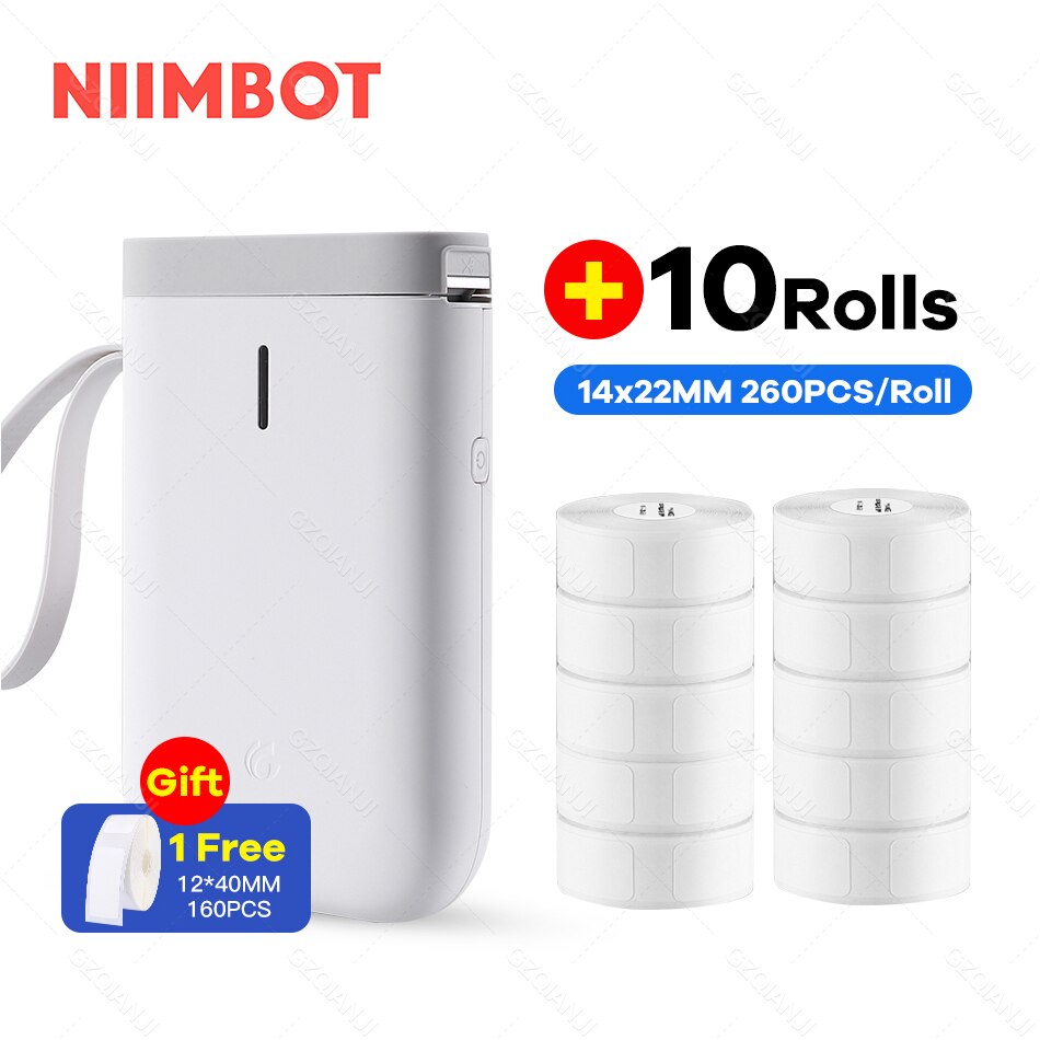 Niimbot D11 Label Printer Mini Wireless Sticker Printing Label Maker with 5 10 Roll White Paper Official Phone Price Tag Printer: WH 10White Label