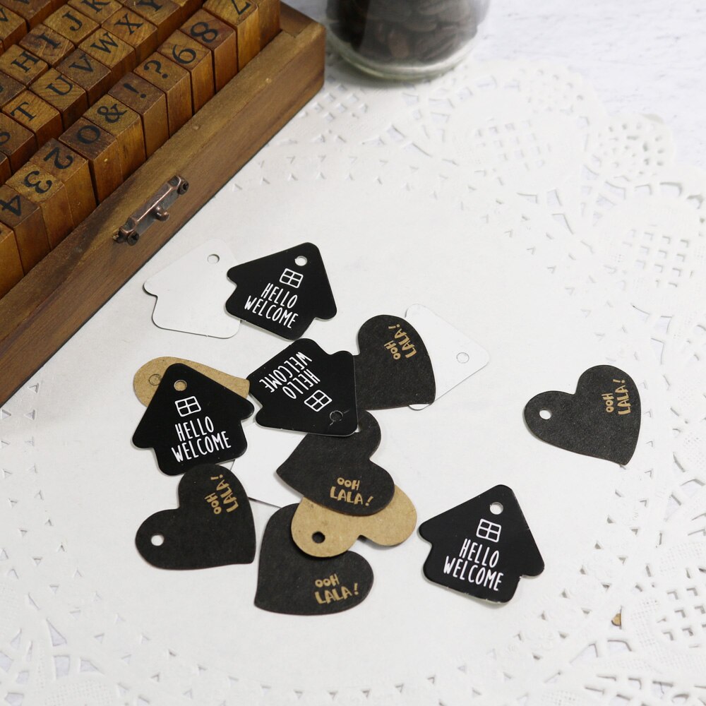 Étiquettes en papier Kraft en forme de Mini cœur, 100 pièces, décoration de fête de mariage, étiquettes de prix, cartes à suspendre