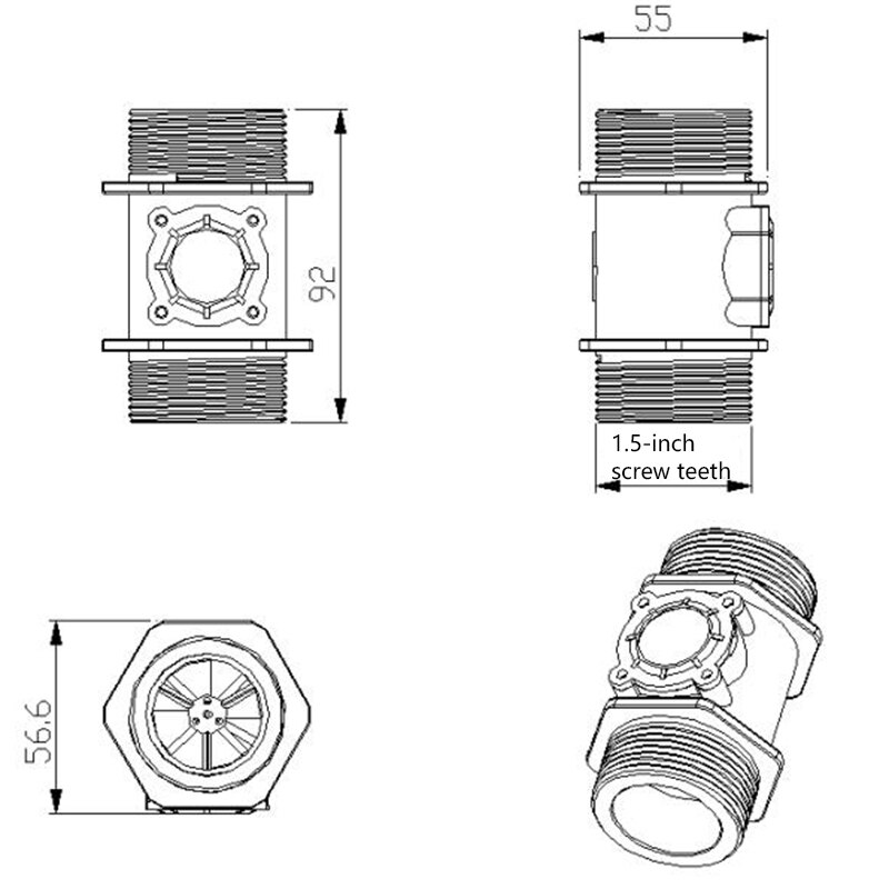 -Dn40 1.5 Inch Turbine Flowmeter Water Flow Sensor Flowmeter Flow Rate Control 5 ~ 150L/Min