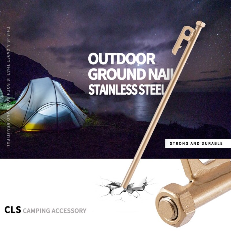 Compact Tent Pegs 25/30cm Outdoor High Strength Stainless Steel Tent Nails Camping Spike Canopy Tent Peg Camp Tent
