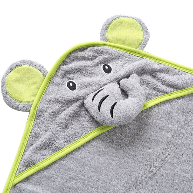 Hooded Baby Handdoek Grijs Olifant Wereld Natuurlijk Katoen Zacht En Absorberend Bad Handdoeken Met Kap Voor Baby 'S, Peuters, perfecte Baby