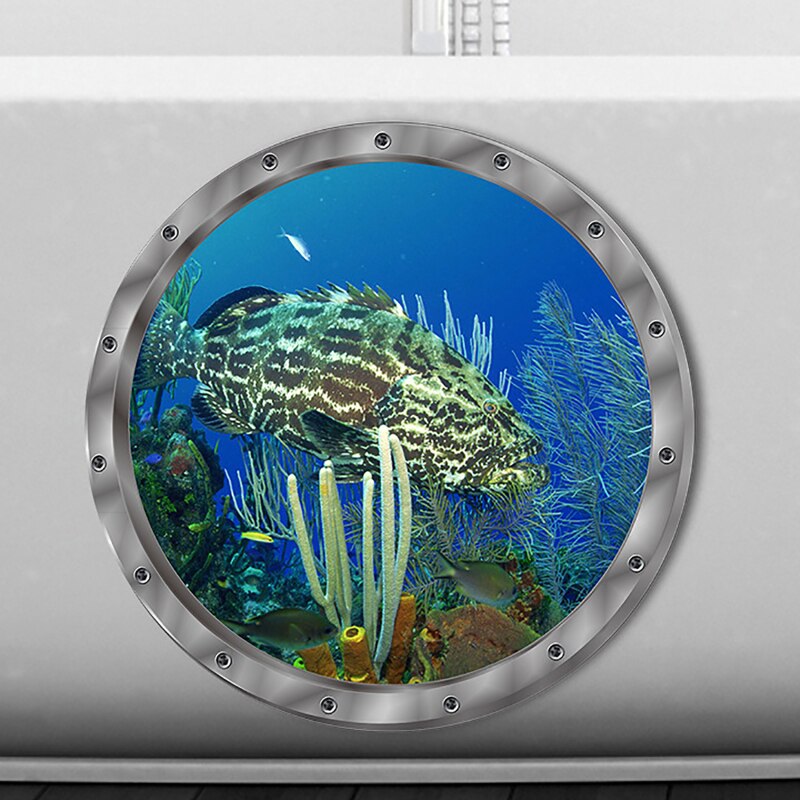 5 Styles Underwater Fish Wall Stickers Waterproof Dolphin Turtle Sticker For Washing Machine Decoration For Bathroom Decals PVC: Ugly Fish