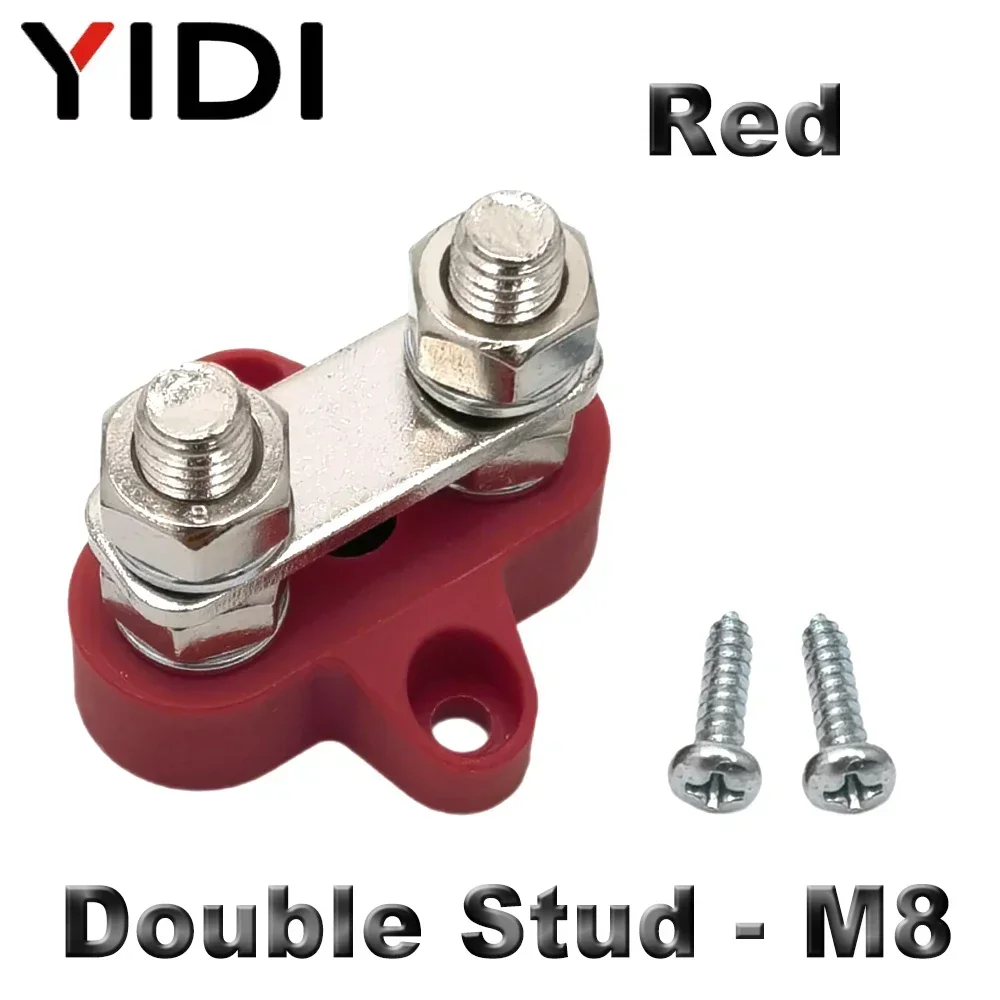 M6 M8 M10 Junction Terminal Block Stud Bus Bar Heavy Duty Batterij Stroomverdeling DC 48V Busbar Rood/zwart Automotive RV Boot: Donkergrijs