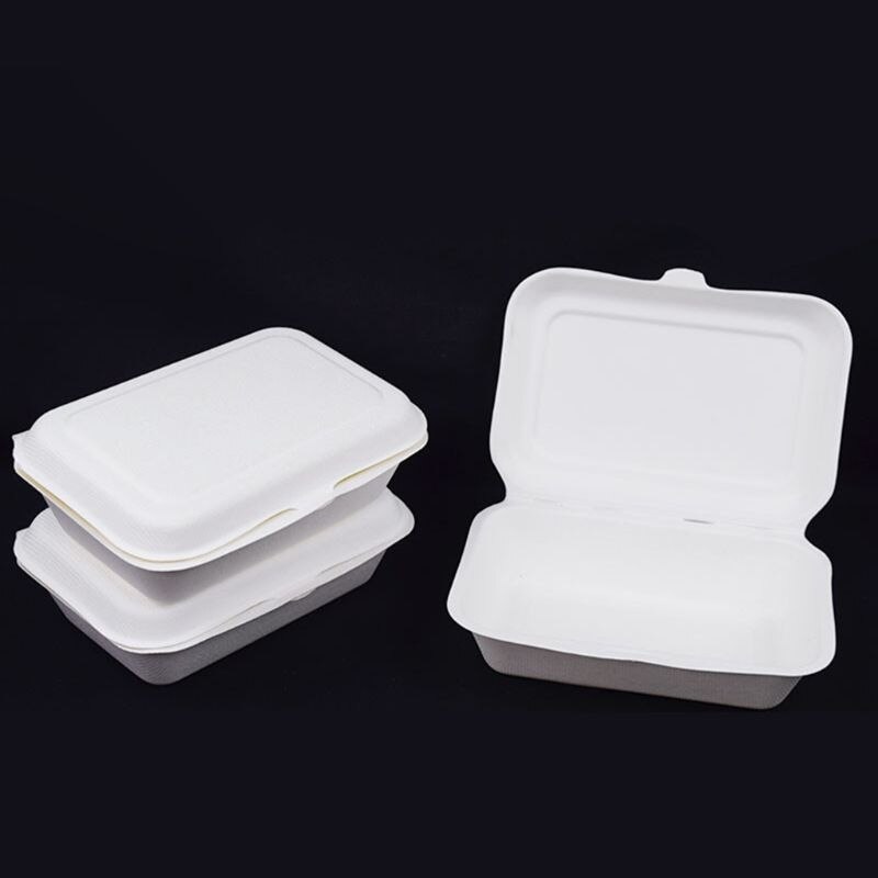 50Pcs 450ML Eco-friendly Disposable Takeout Food Containers Degradable Lunchbox