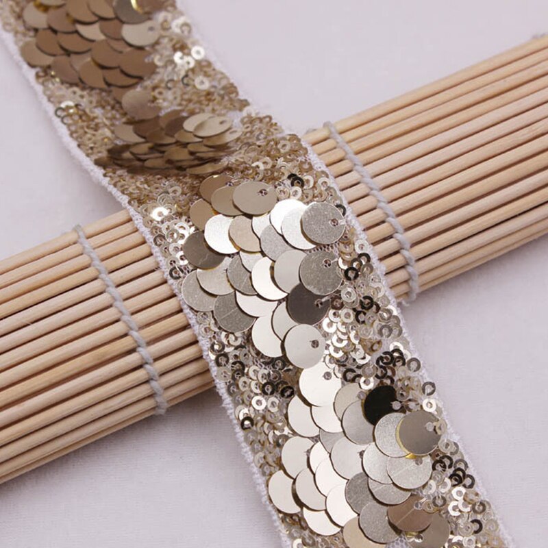 0.9m Sequin Stretch Lace Trim Mesh Ribbons Fabric ... – Grandado
