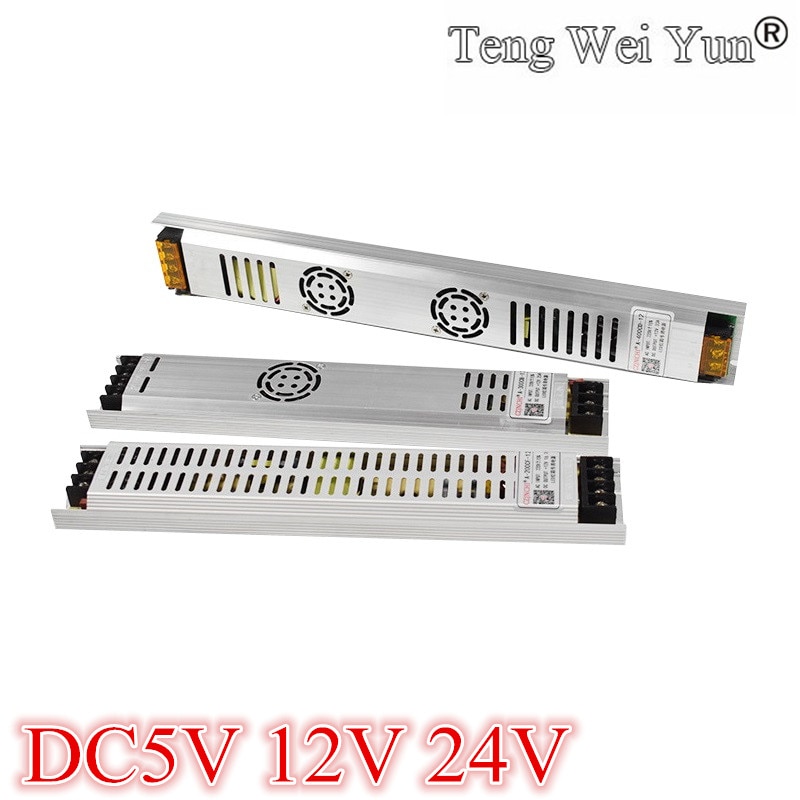 Ultra tynd led strømforsyning  dc 5v 12v 24v lystransformatorer 60w 100w 150w 200w 300w 400w ac190-240v driver til led strips