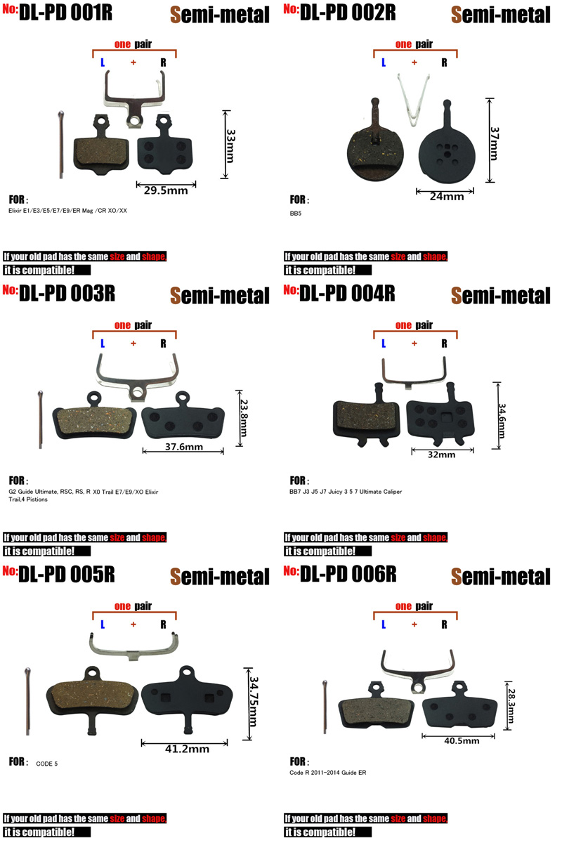 4 Paar Fiets Schijfremblokken Fiets Voor Shimano Xt/R Zoom 975 985 Zee MT5 315 Magura MT8 sram Avid BB5 Elixir DB1S Semi-Metallic