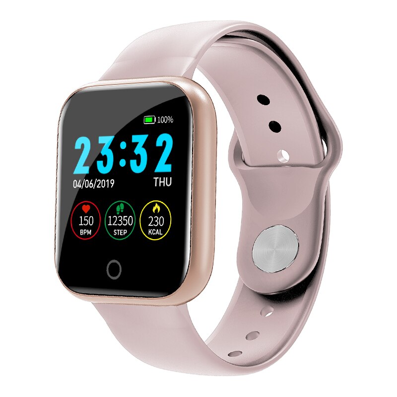 Smarte armbånd kvinder mænd i5 smartwatch sports skridttæller blodtryksmåler fitness tracker til android ios: Lyserød tpu