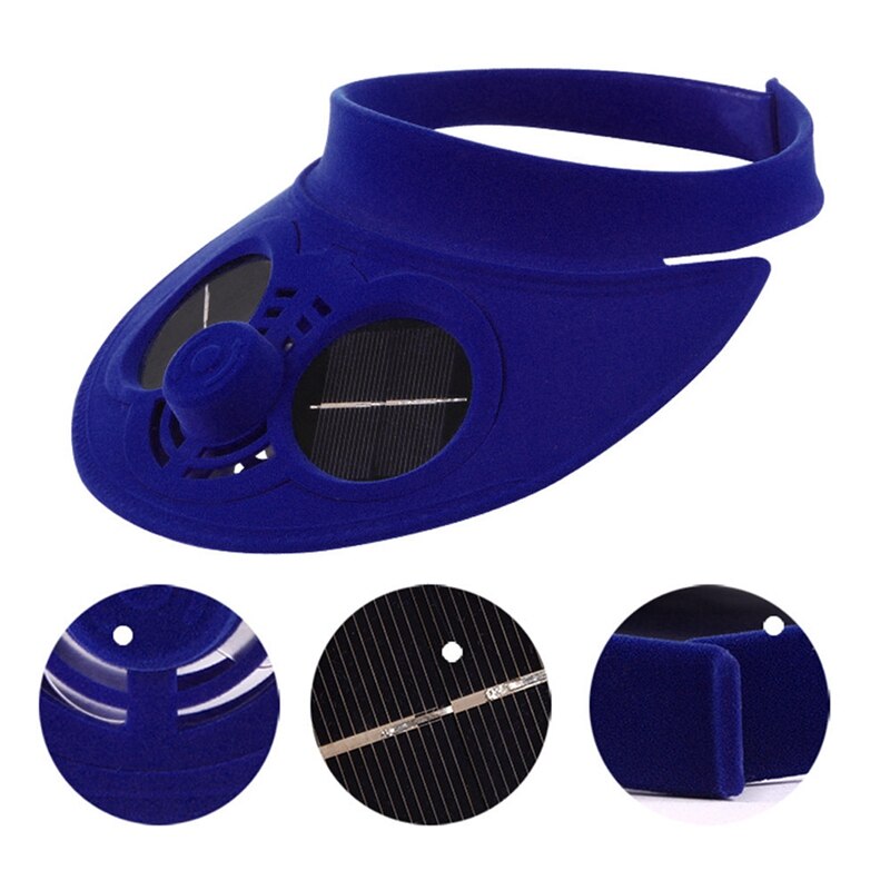 Blue Summer Sport Outdoor Hat Cap With Solar Sun Power Cooling Fan Bicycling Climbing Small Air Conditioning Appliances Solar Fa