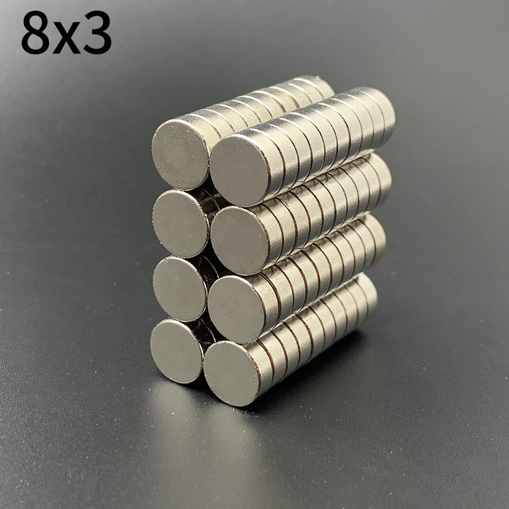 30/50/100/200/500Pcs 8X3 Neodymium Magneet 8X3 N35 Ndfeb ronde Super Krachtige Sterke Permanente Magnetische Imanes Disc 8x3