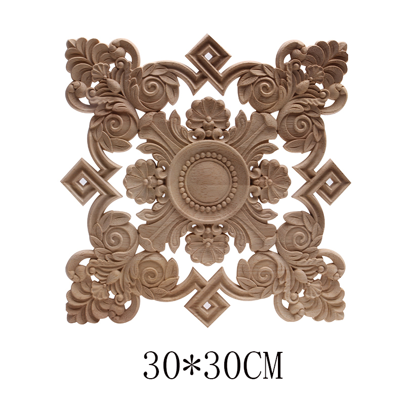 Hout Applique Onlay Hout Decal Hout Beeldjes Houten Gesneden Decor Unpainted Grote Kroon Laat Ovale Bloem Meubels Deuren Thuis: B72-6