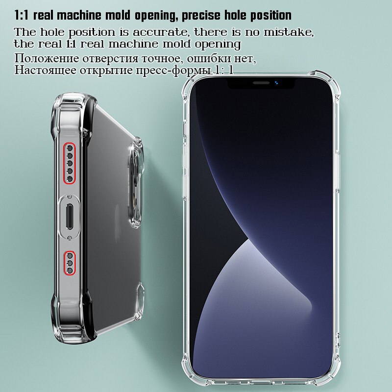 Para iPhone 12 11 13 Pro Max Funda de teléfono a prueba de golpes para iPhone 6 6s 7 8 Plus X Xr Xs Max Funda de silicona transparente 12 13 Mini contraportada