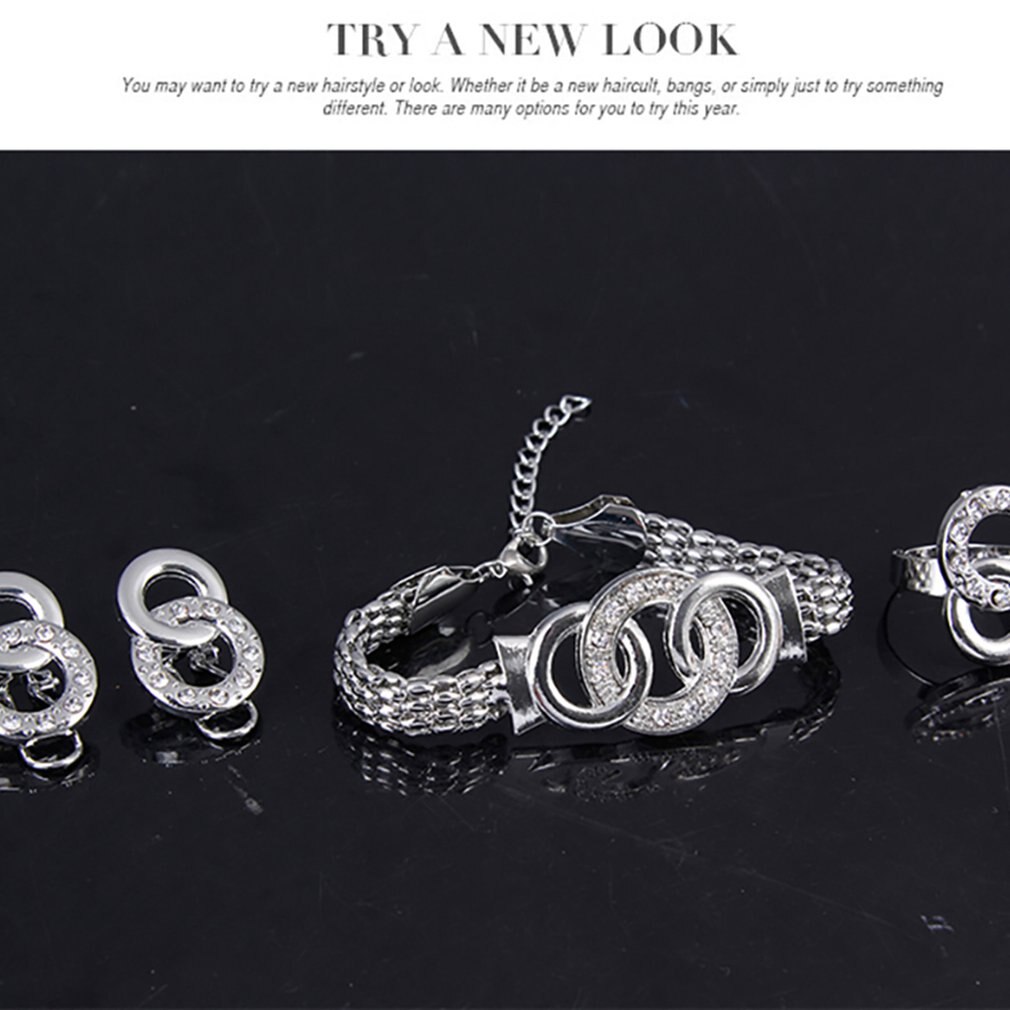 Oor Nagel Ketting Vier Stukken Pak Verzilverd Legering Oorbellen Water Hanger Sieraden Vrouwen Kit