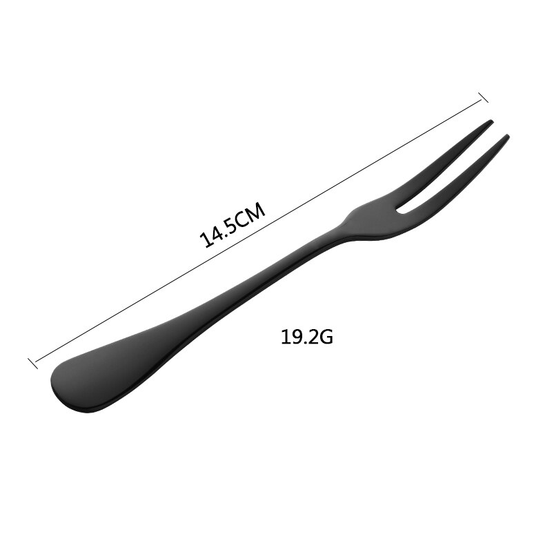 2 stk/sett mini delikate forrettsgafler i rustfritt stål med to grener snack frukt dessertgafler cocktail smaksgafler festvalg: Svart 2 stk