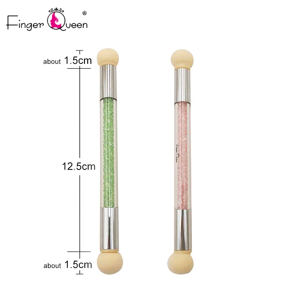 1 stuk dubbelzijdige borstel sponskop strass handvat nail art borstel nail art schildertool gradient arcering pen stippen