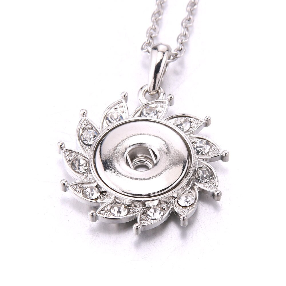 Snap Button Jewelry Necklaces Rhinestone Crystal Heart Flower Snap Necklace Fit DIY 20MM 18mm Snaps Buttons Pendant Necklace: N1727-1