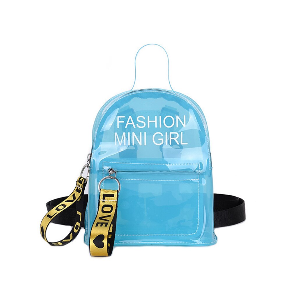 Mini Mochilas transparentes de PVC para Mujer, Mochilas escolares para adolescentes, niñas y niños, bolsas de viaje, bolsos de mano: sky blue