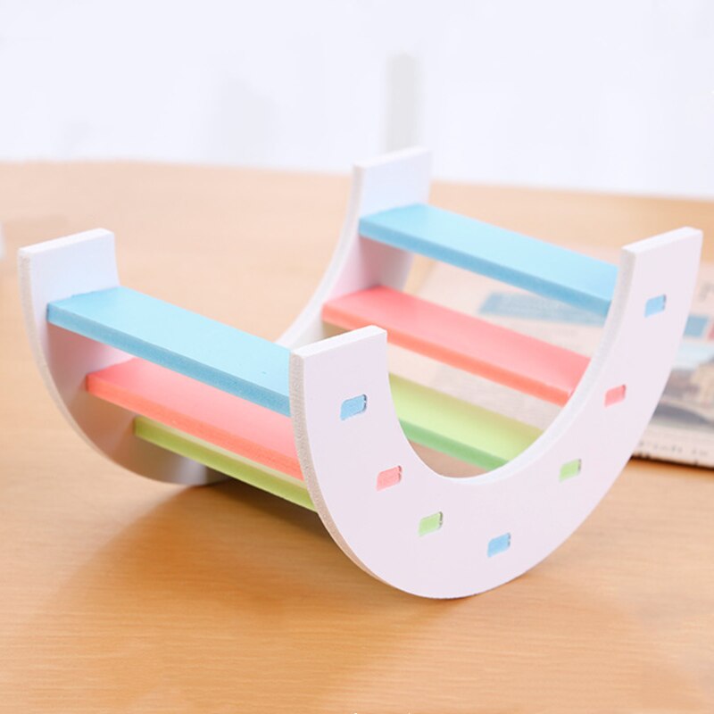 Hamster Rainbow Bridge Colorful Ladder Pet Activity Toys Climbing Playing Toy Ladder Mouse Chinchilla Mini Wooden Bridge