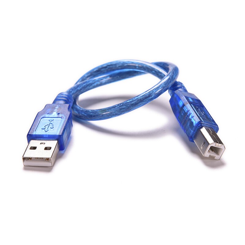 Blauw 30Cm Usb 2.0 Printer Kabel Type A Male Naar B Male Dual Afscherming Hoge Snelheid Transparant