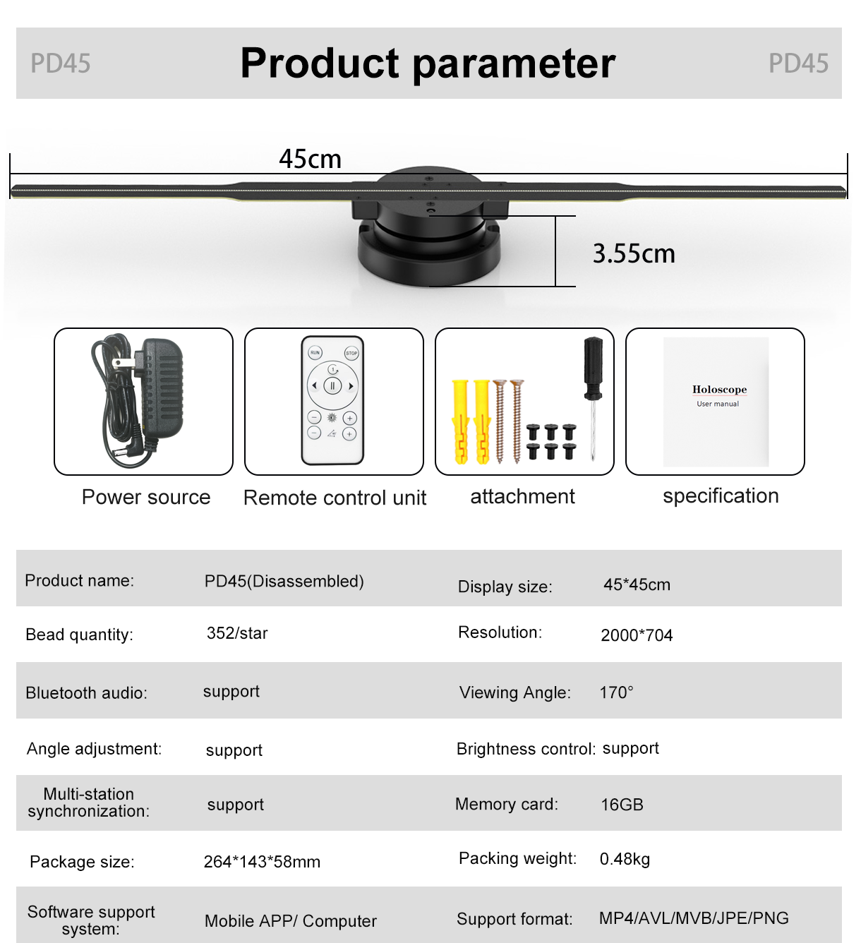 PD42 3D Hologram Projector Fan Wifi Display Zakelijke Reclame Logo Licht Holografische Lamp Projectoren Vervangbaar Fan Blade