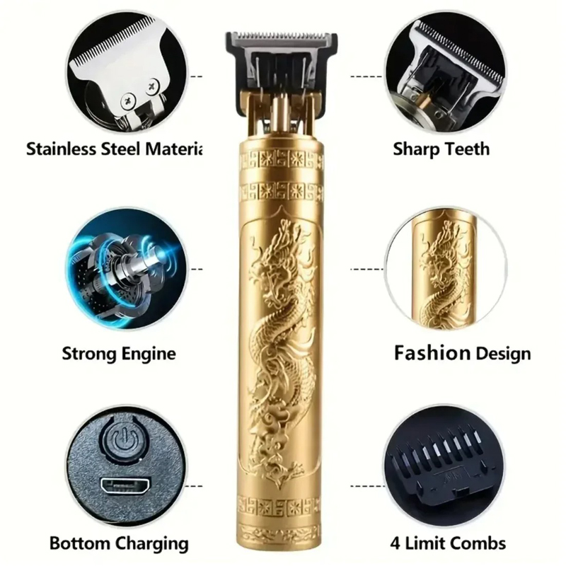 Cortadora de pelo T9 Vintage USB, máquina de corte de pelo inalámbrica , afeitadora recargable, cortadora de pelo ajustable para barbero