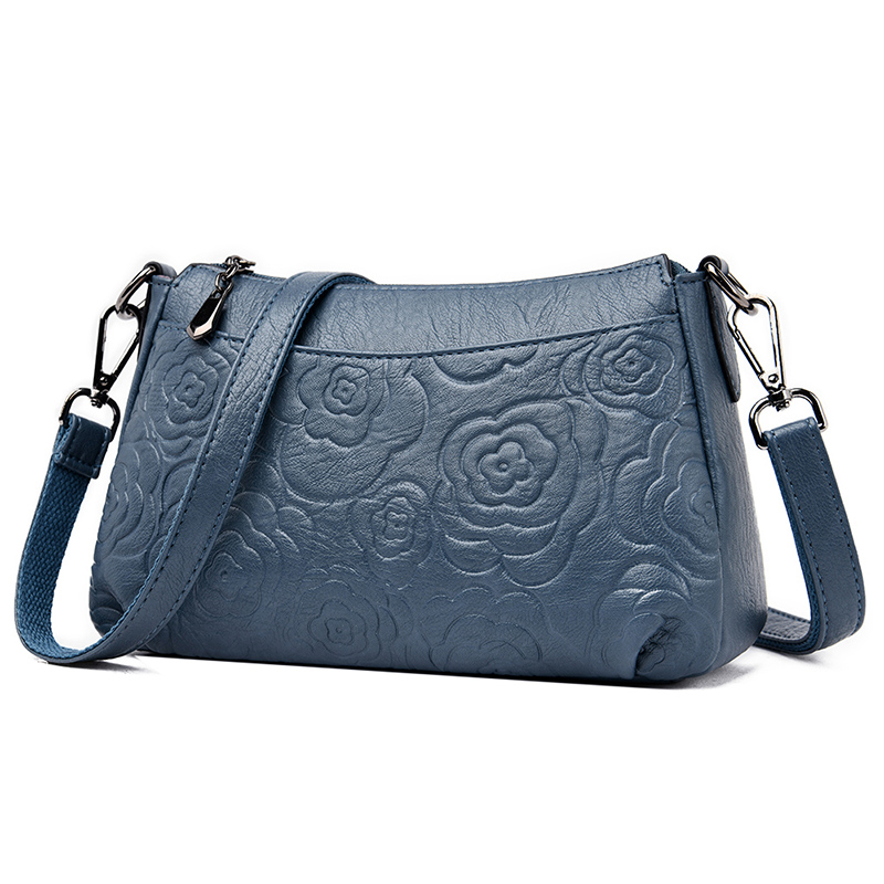 Bolsos de flores de lujo para mujer, bolsos de mano de , bolsos de mensajero de piel para mujer, Bolsos De Mujer, bolso bandolera de: Azul