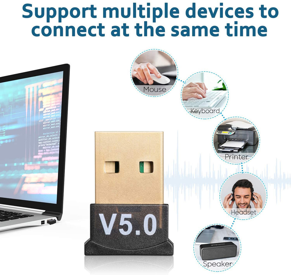 USB Bluetooth 5.0 adapter nadajnik odbiornik Bluetooth bezprzewodowy adapter USB wtyczka Bluetooth audio robić komputera PC laptop