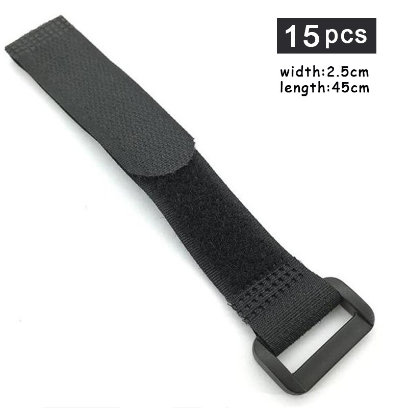 15PCS 2.5cm Width Nylon Reverse Buckles &amp; Hooks Adhesive Fastener Tape Cable Ties Strap Sticky Line Finishing Black: 2.5x45cm black