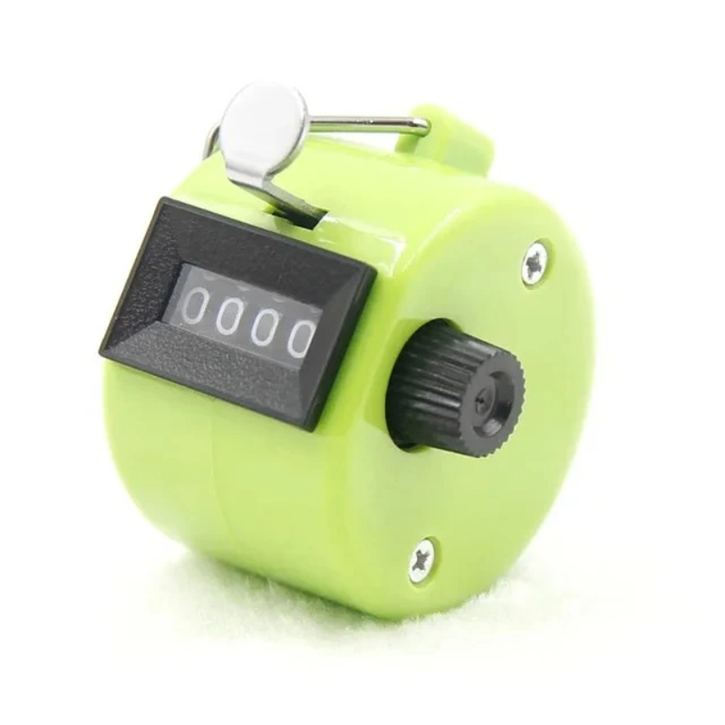 4 Digit Number Counters Plastic Shell Hand Finger Display Manual Counting Tally Clicker Color Shell Timer Soccer Golf Counter: green