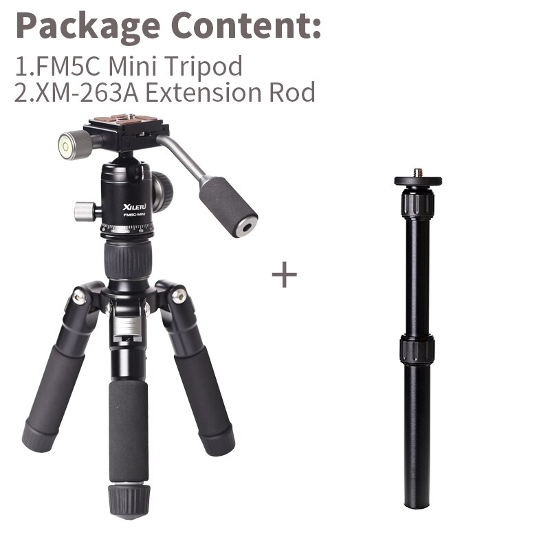 Xiletu FM5C-MINI Aluminium Stabiel Tafelblad Desktop Statief &amp; Ball Head Voor Digitale Camera Mirrorless Camera Smart Phone