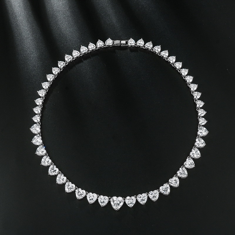 Weimanjingdian marca novas tendências gelo coração corte zircon cz deslumbrante colar de tênis fow feminino meninas jóias presentes