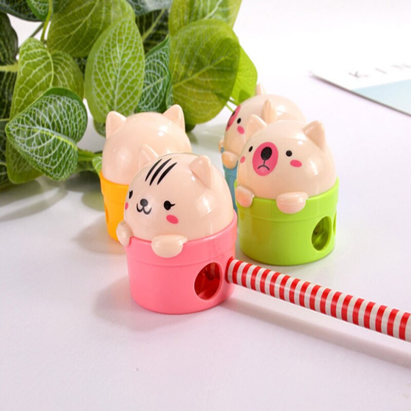 1pcs/lot Cat bear cartoon animal Double orifice Sharpener For Pencil School Office Supplies Stationery