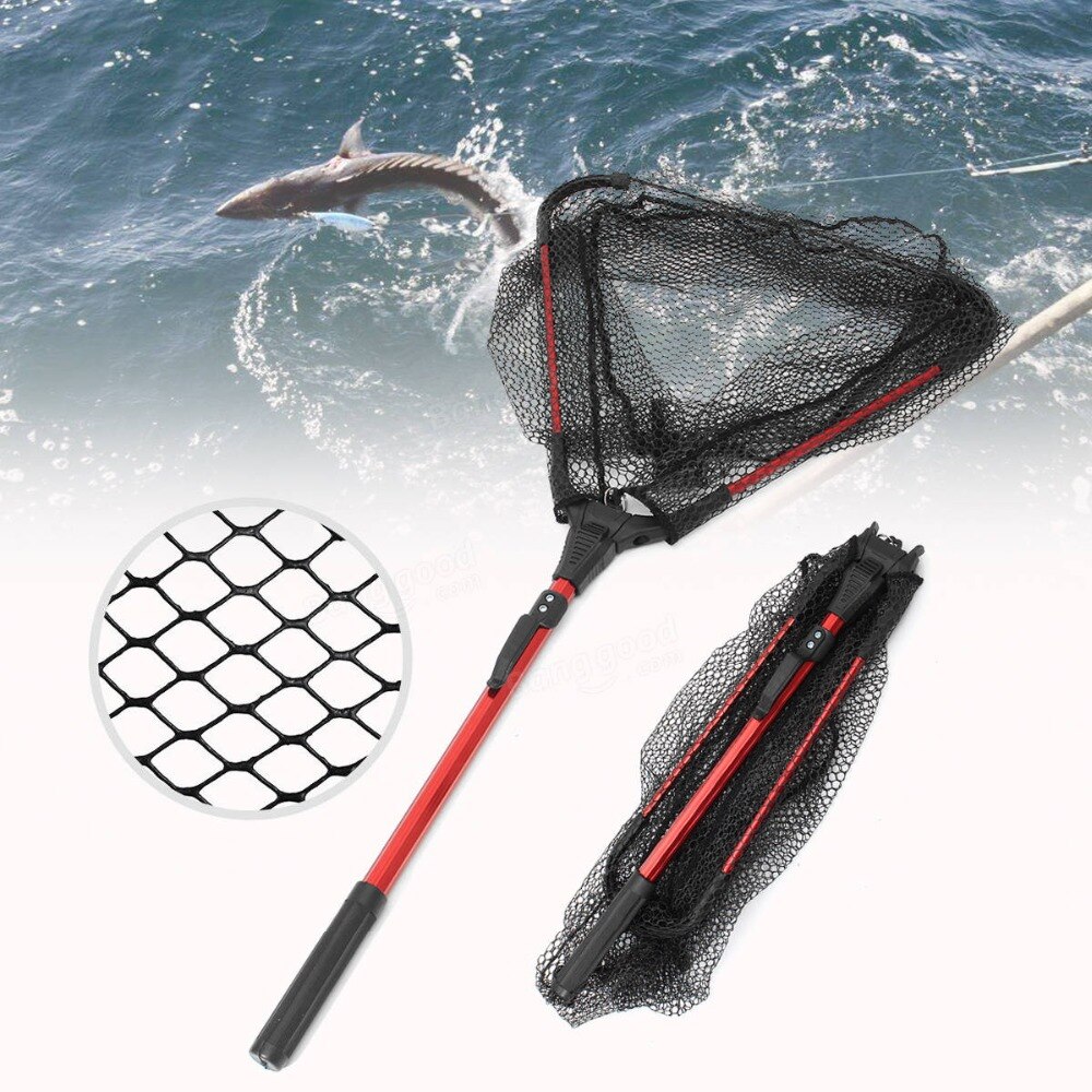 Retractable Aluminum Alloy 80cm Single Triangular Ultra-Light Folding Handle Fishing Landing Net Fishing Tools Accessories