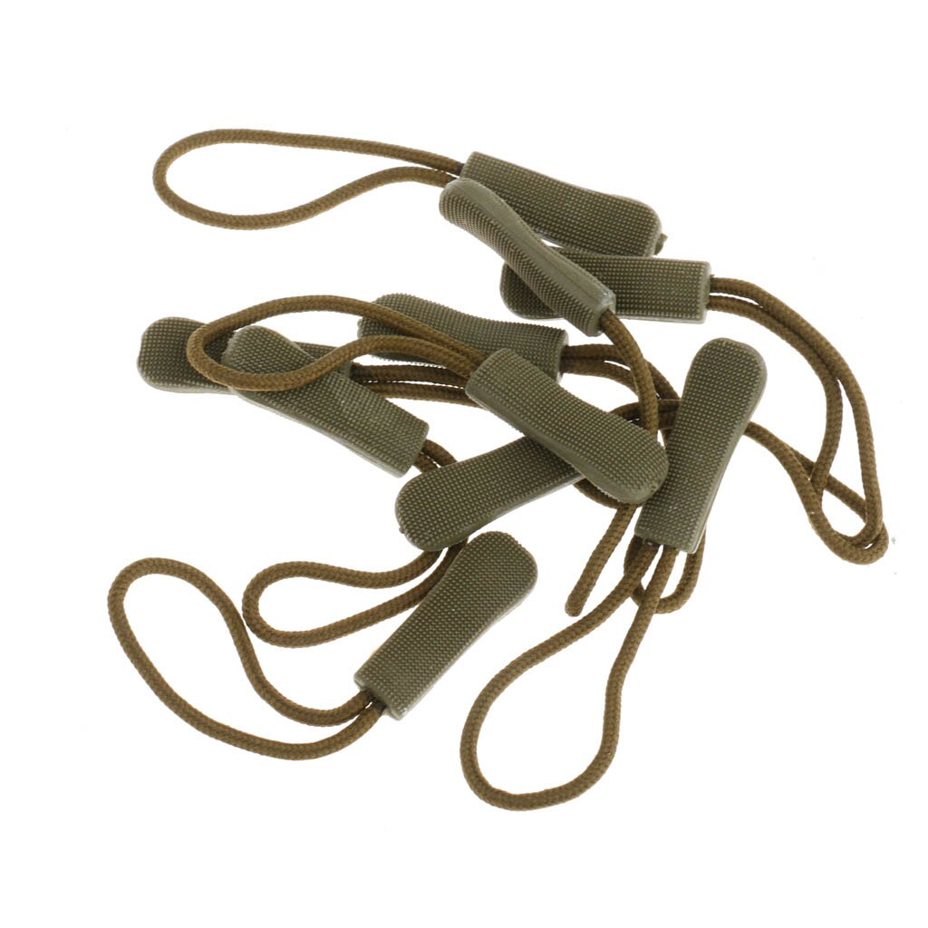 10x Rits Puller Cord Ends Lock Stopper Voor Sportkleding/Rugzak/Kledingstuk/Bagage: Army Green