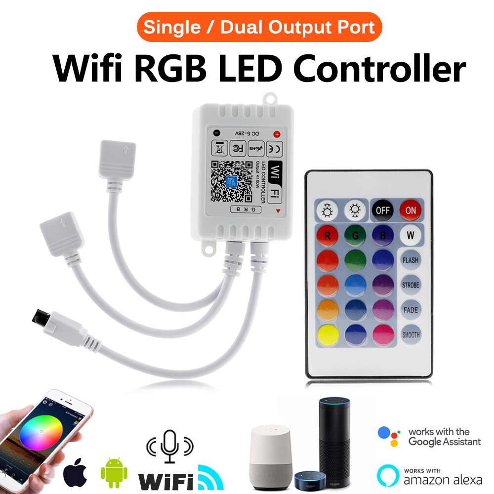 Magic Home Wifi Controller Led Rgb Controller Dc 5V-24V Draadloze Wifi Controller + Ir Afstandsbediening voor 2835 5050 Rgb Led Strip