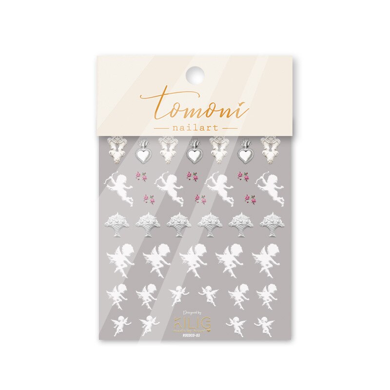 Nail art mærkat manicure designs kilig rokoko stil selvklæbende negle dekoration mærkat: Kilig -03