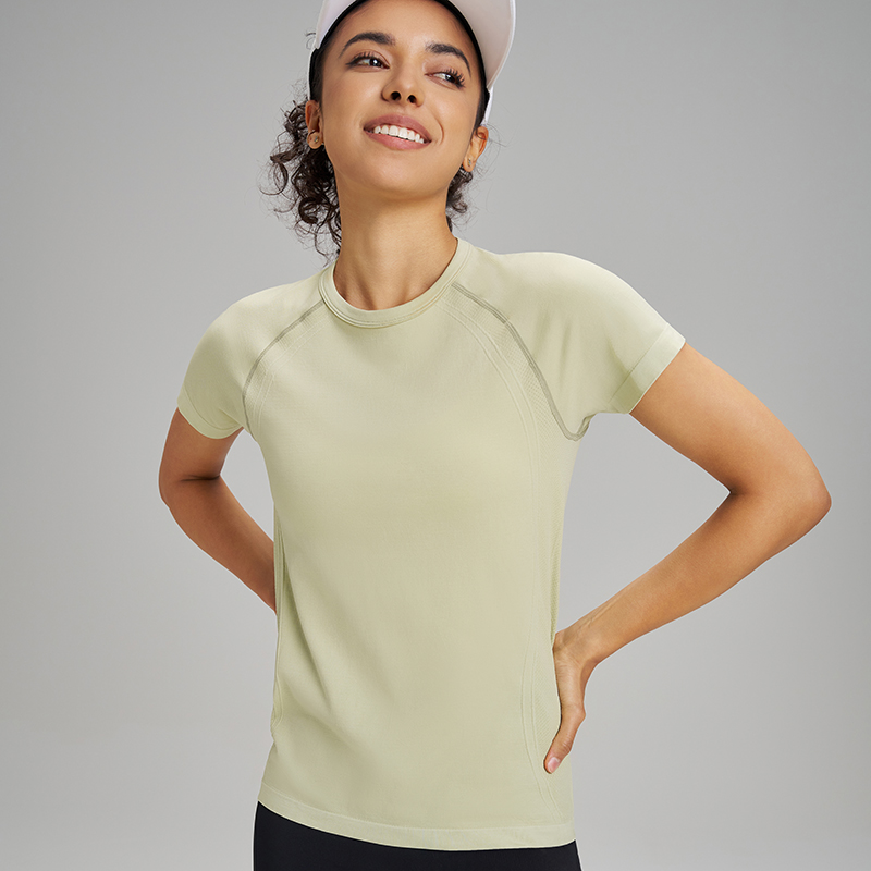 T-Shirt de sport à manches courtes pour femmes, dix couleurs, séchage rapide, sweat-shirt respirant, vêtements de Fitness, couleur unie, Yoga, haut à manches courtes