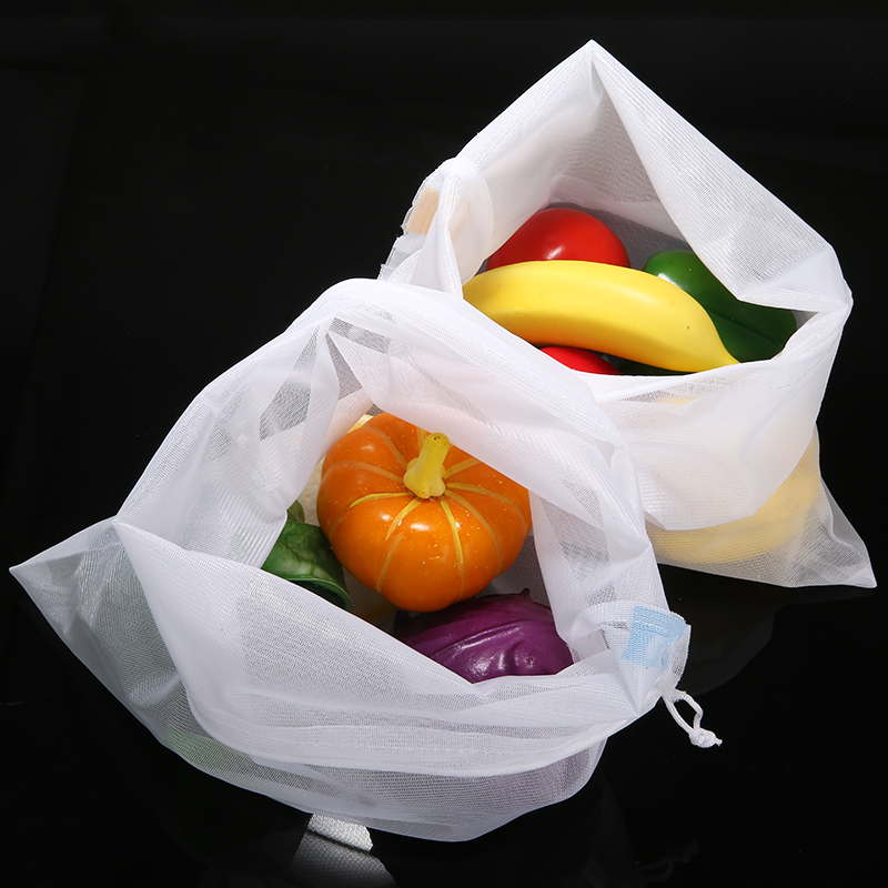 5Pcs 35*30cm Reusable Mesh Produce Bags Grocery As A Nut Milk Bag Eco Friendly For Vegetable Fruit Storage Bags