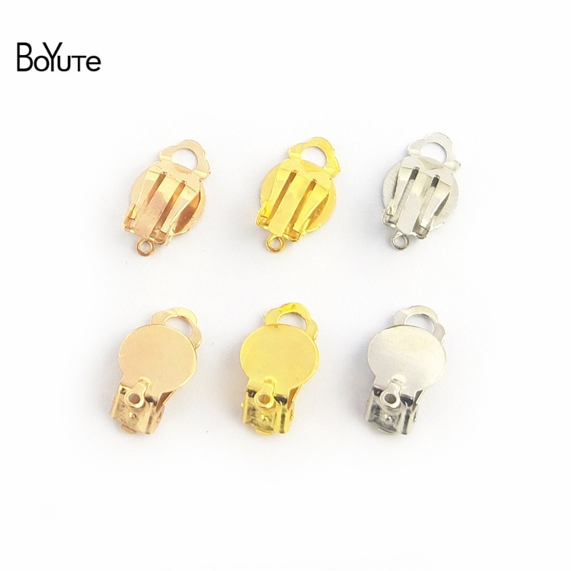 BoYuTe 100PCS 5 Colors Metal Iron No Pierced Ear Clip with 10MM Blank Base Diy Earrings Jewelry Parts Accessories